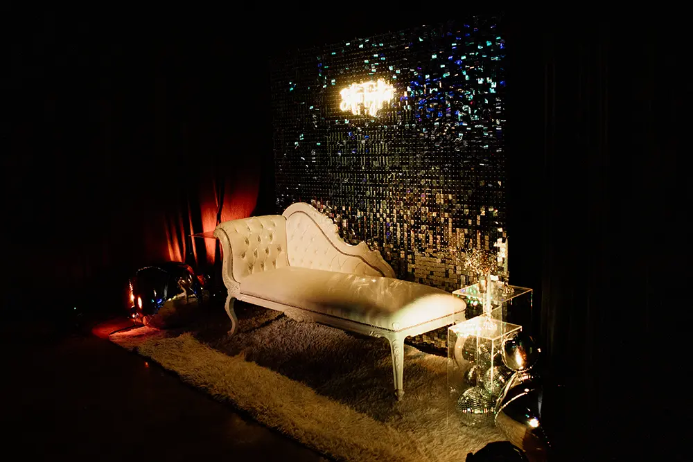 Sillón decorado para fotos de mesa
